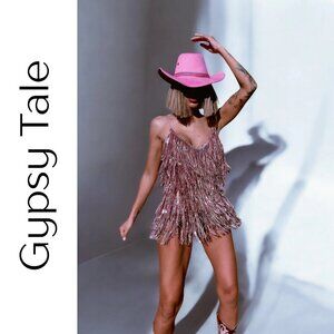 Pink Sequin Fringe Women's Top